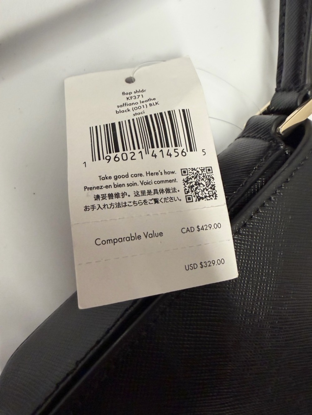 Kate Spade Staci Flap Shoulder Bag Black Saffiano Leather KF371 NWT - Picture 5 of 11